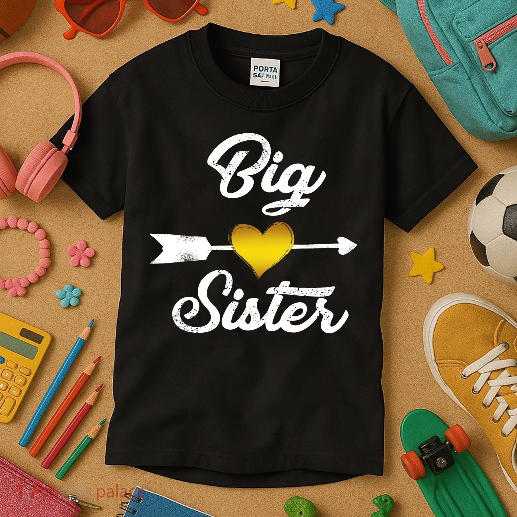 Big Sister Golden Arrow Heart Kids T-Shirt
