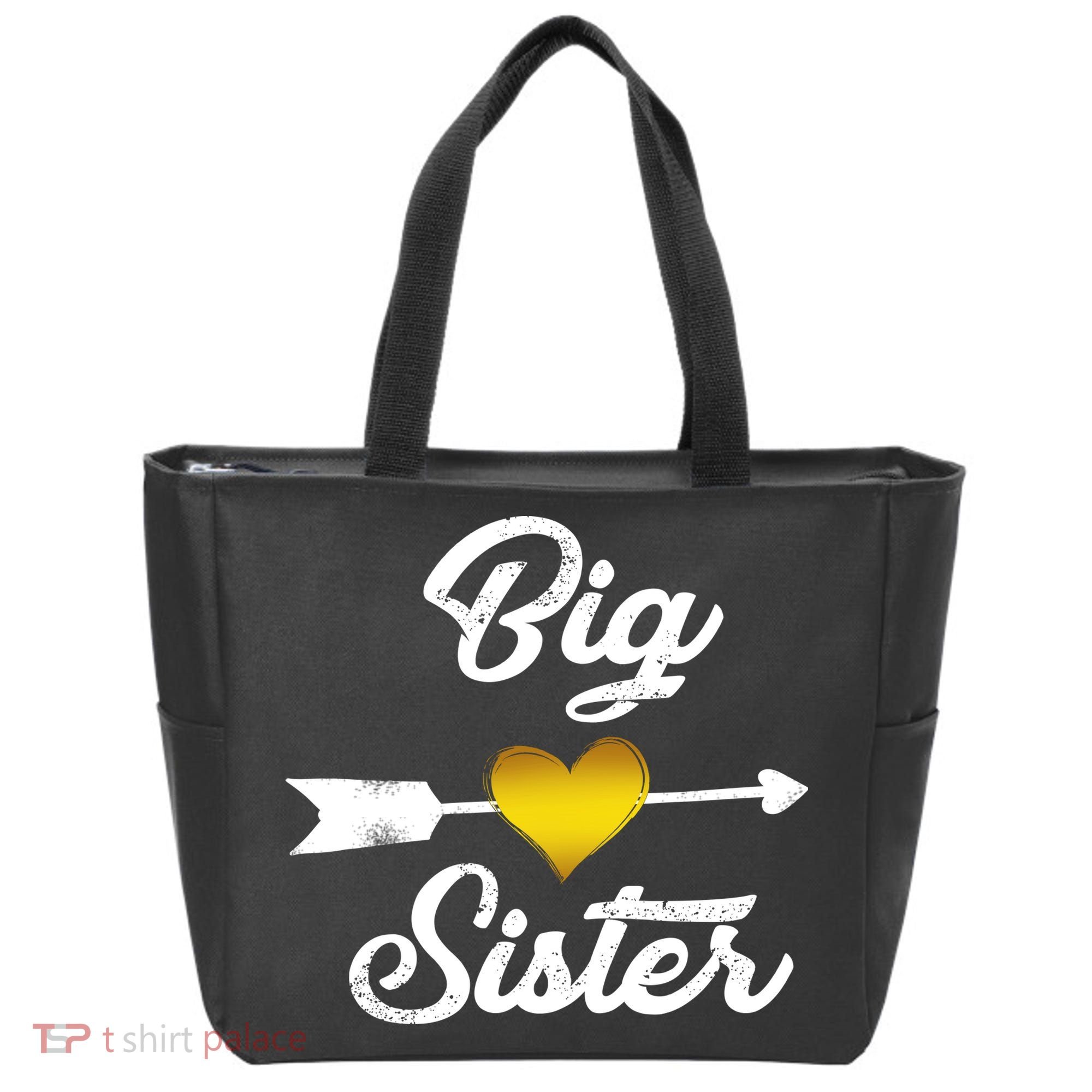 Big Sister Golden Arrow Heart Tote Bag