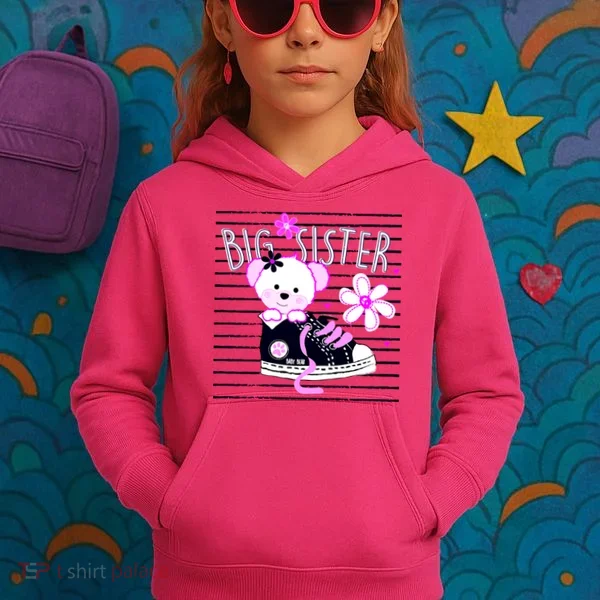 Big Sister Teddy Bear Kids Hoodie