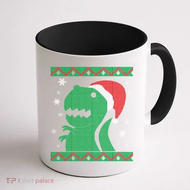 Big T-Rex Ugly Christmas Coffee Mug back