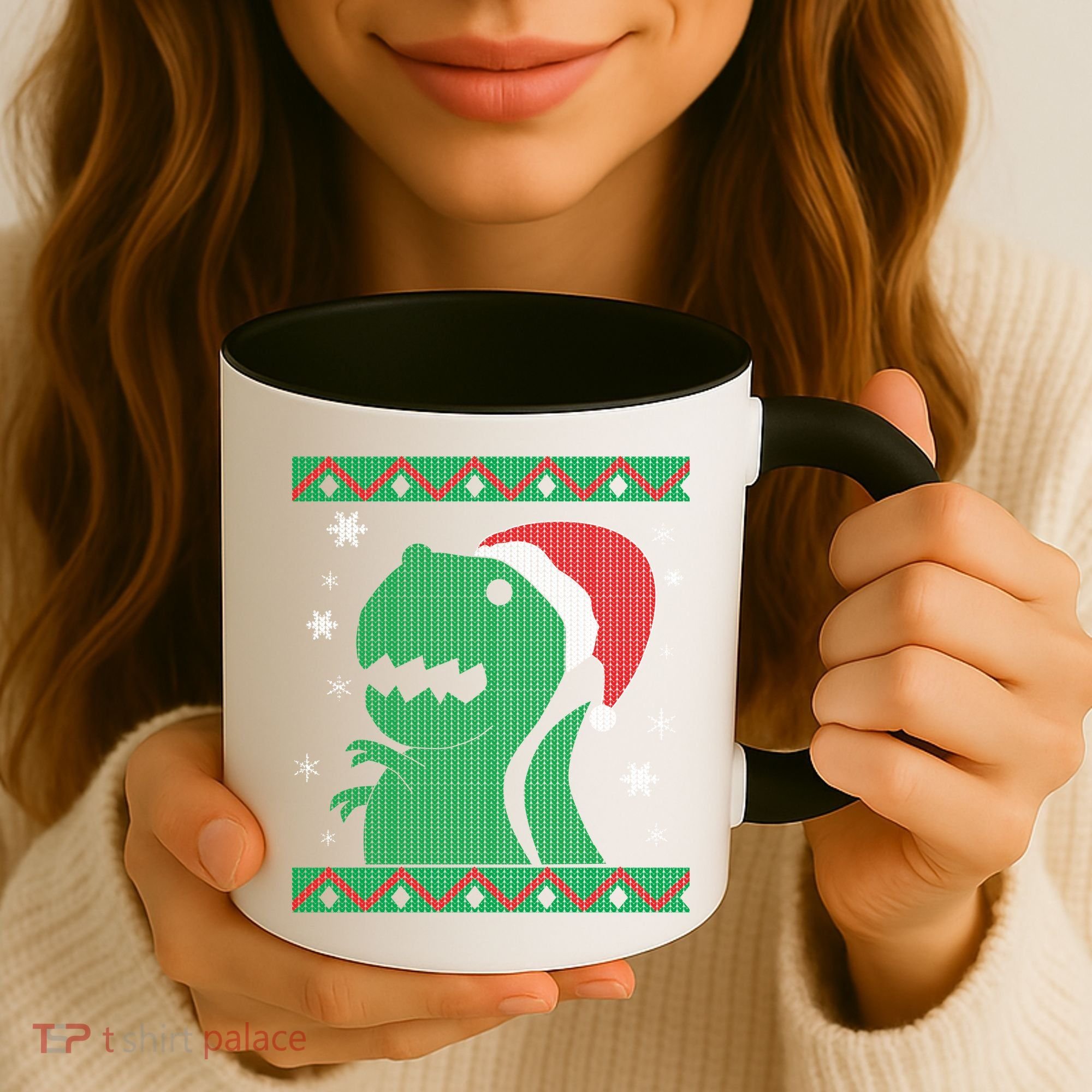 Big T-Rex Ugly Christmas Coffee Mug