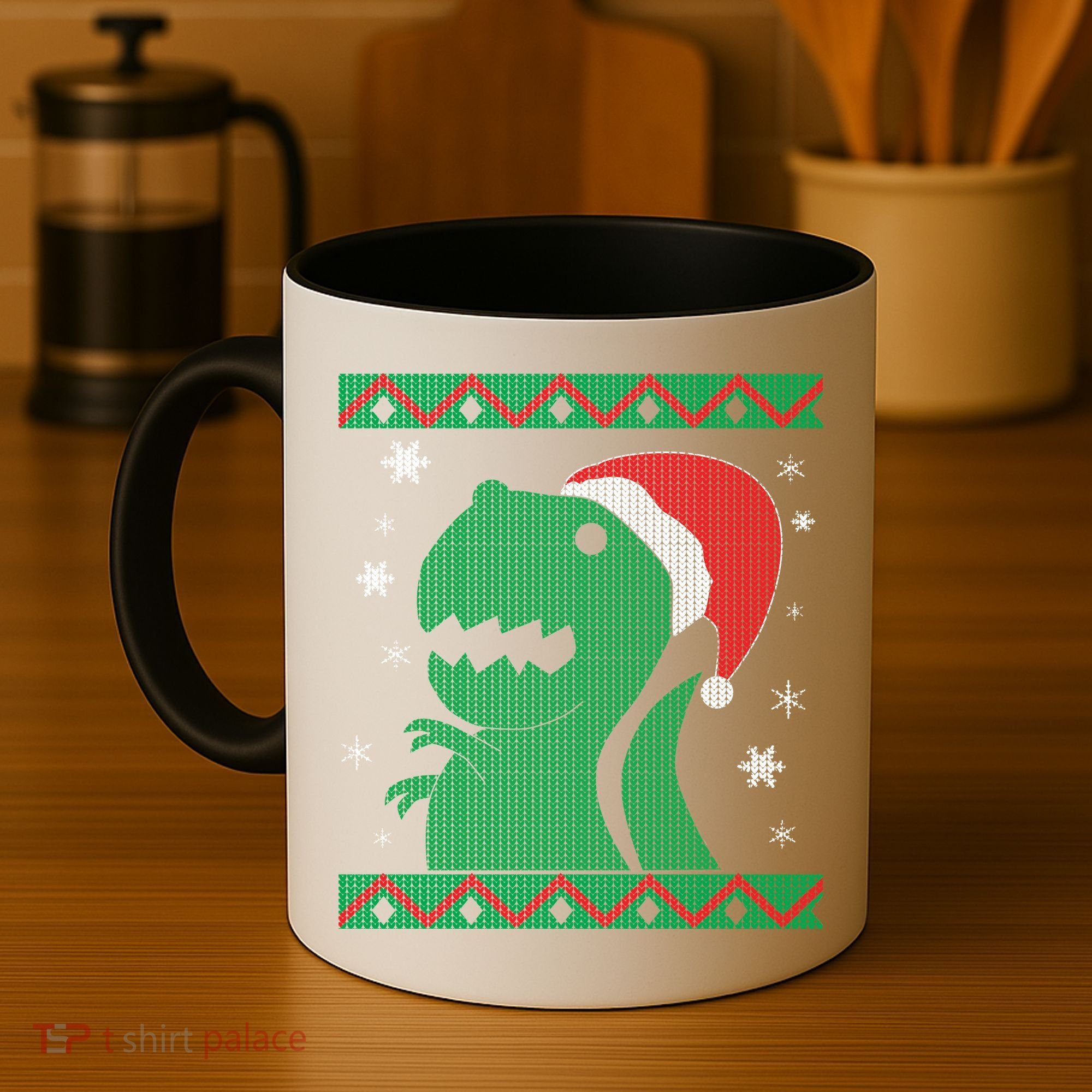 Big T-Rex Ugly Christmas Coffee Mug