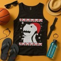 Big T-Rex Ugly Christmas Tank Top thumb 4