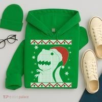 Big T-Rex Ugly Christmas Hoodie thumb 4