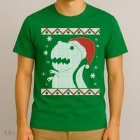 Big T-Rex Ugly Christmas T-Shirt thumb 3