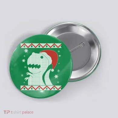 Big T-Rex Ugly Christmas Button