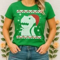 Big T-Rex Ugly Christmas Women's T-Shirt thumb 2