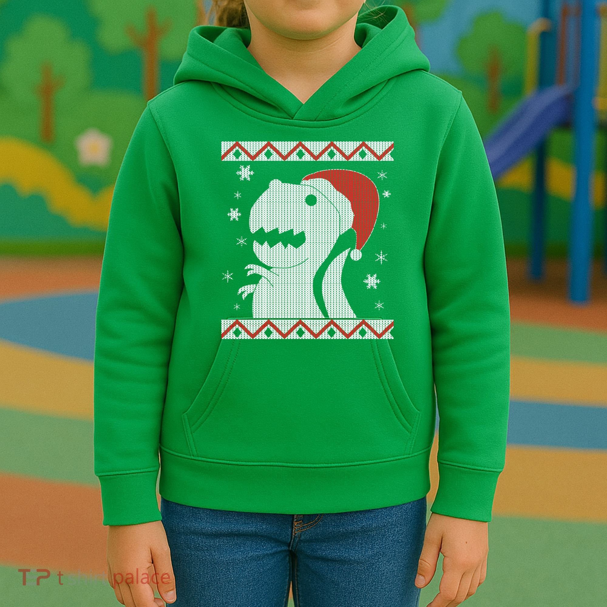 Big T-Rex Ugly Christmas Kids Hoodie