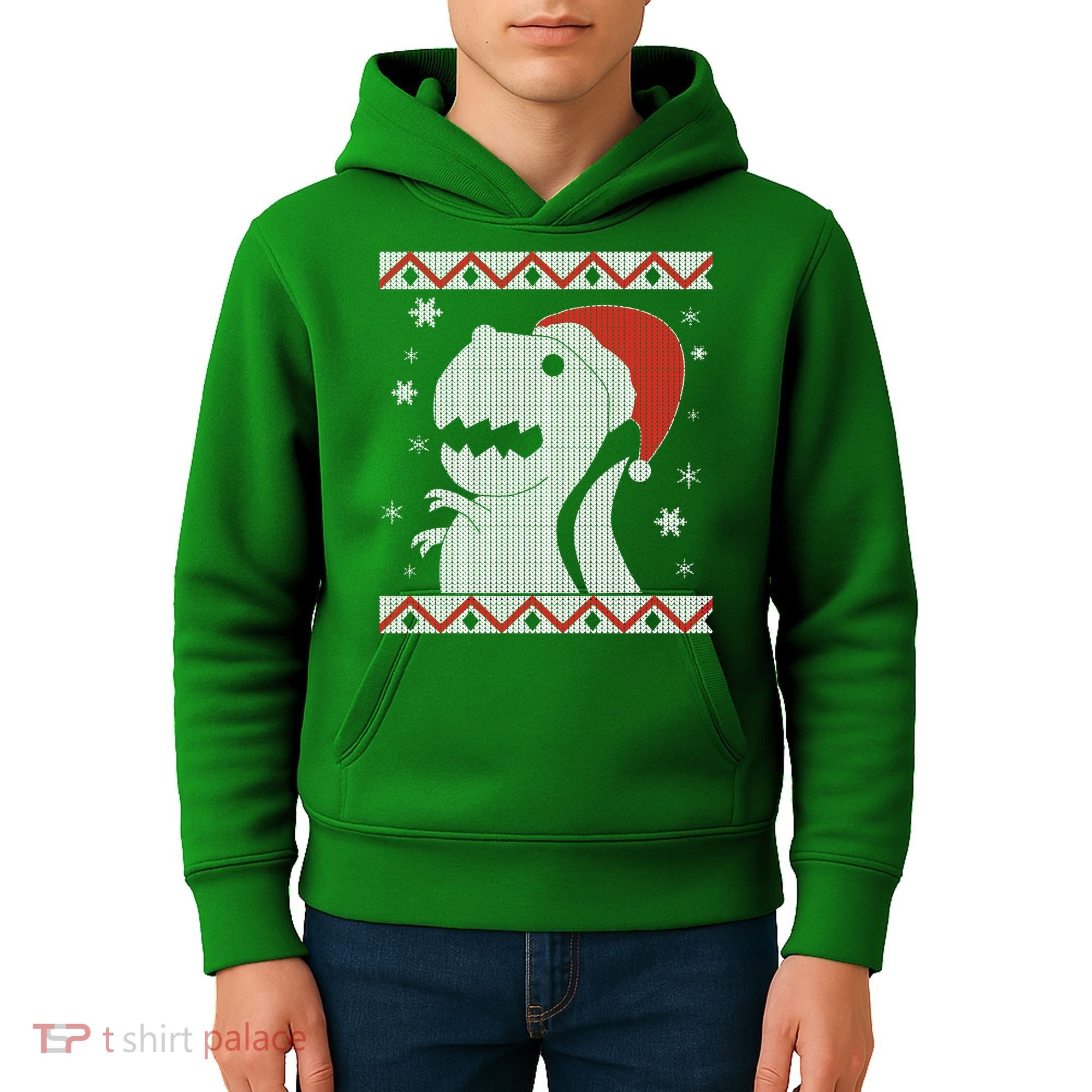 Big T-Rex Ugly Christmas Kids Hoodie
