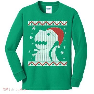 Big T-Rex Ugly Christmas Kids Long Sleeve Shirt