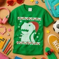 Big T-Rex Ugly Christmas Kids T-Shirt thumb 3