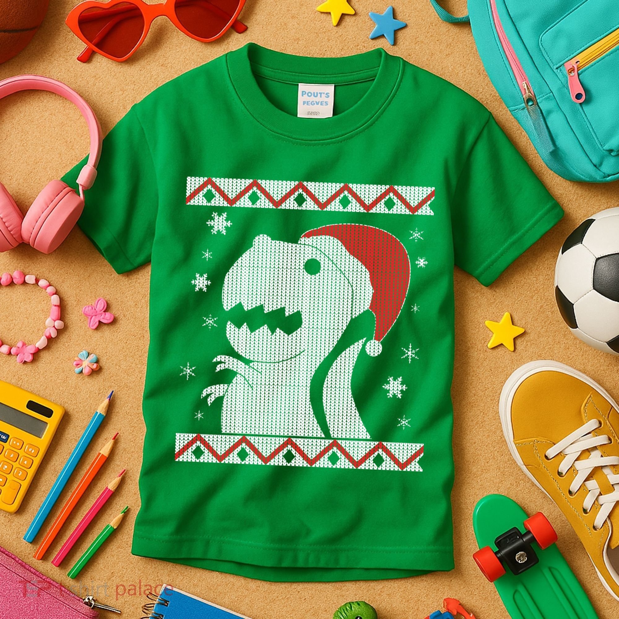 Big T-Rex Ugly Christmas Kids T-Shirt