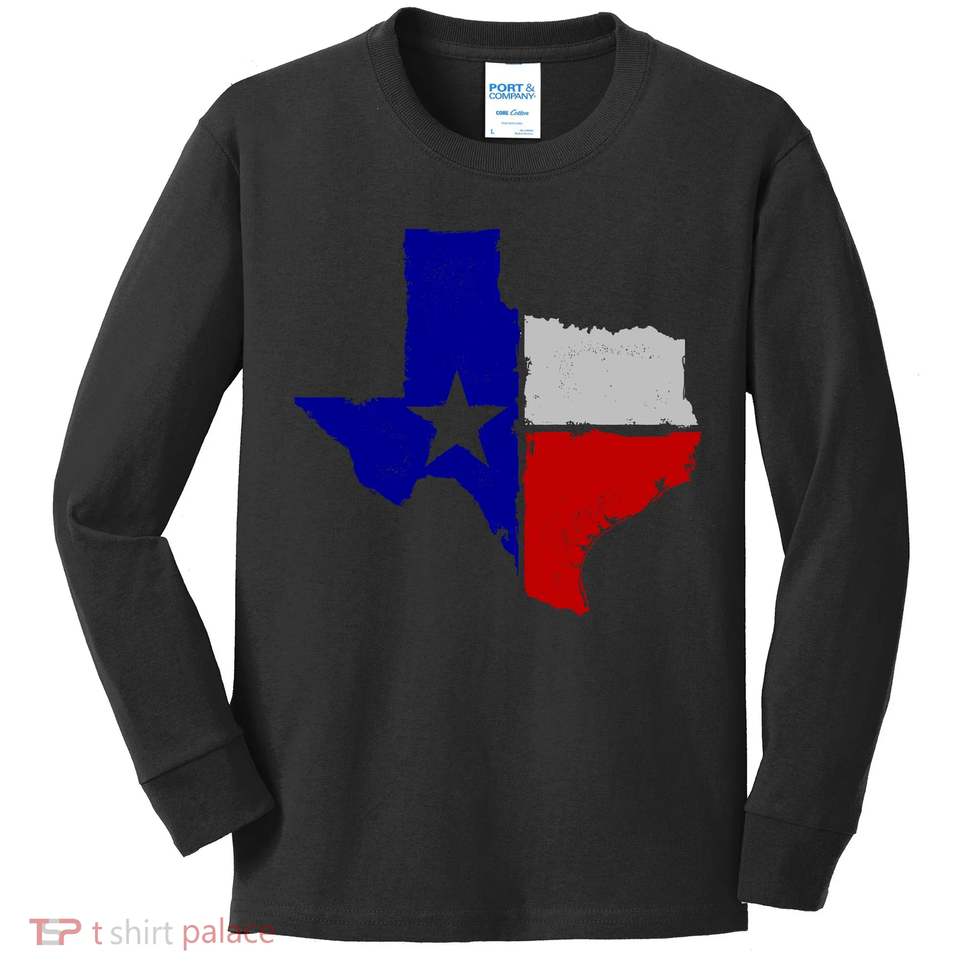 Big Texas Flag Vintage Kids Long Sleeve Shirt
