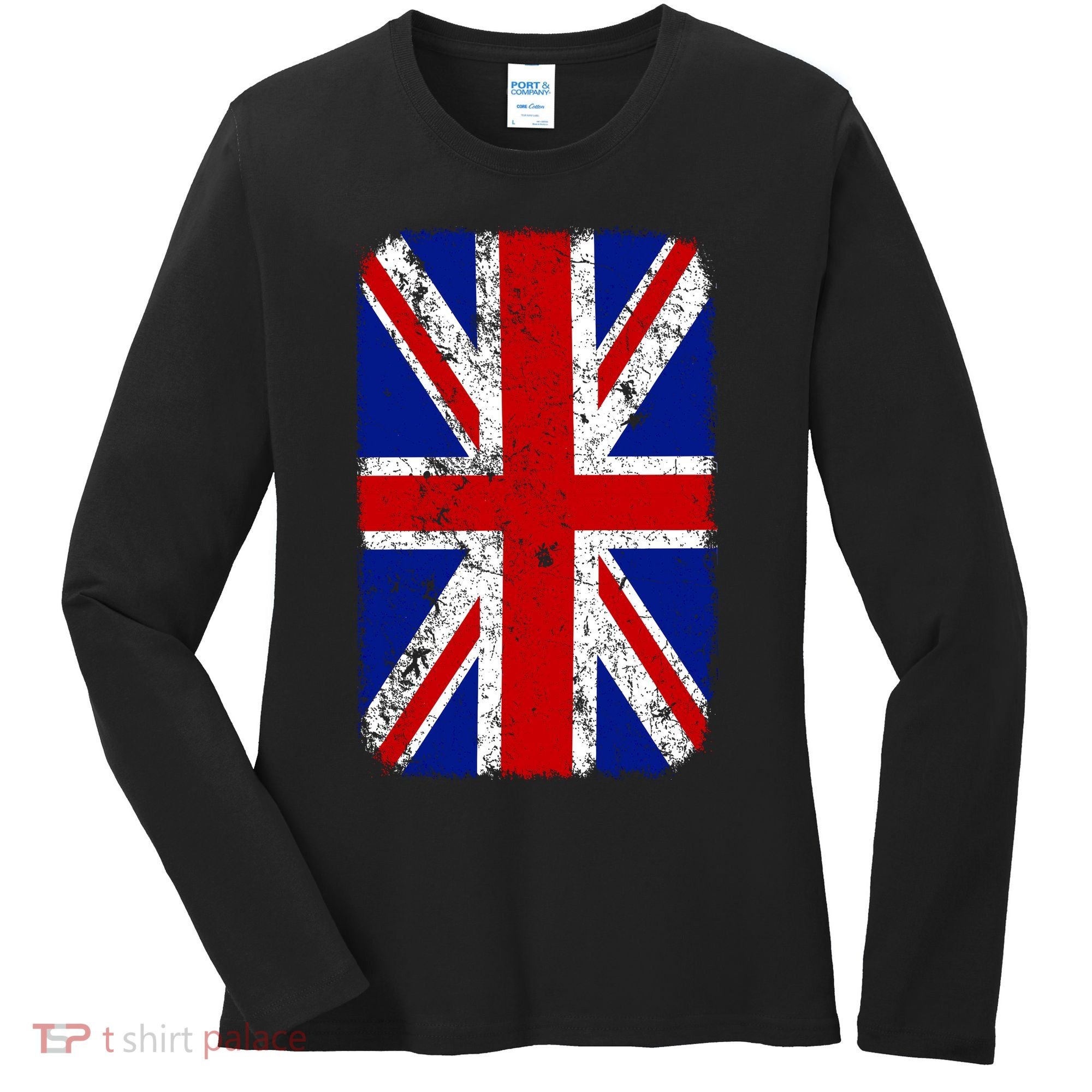 Big Vintage British England Flag Women's Long Sleeve Shirt