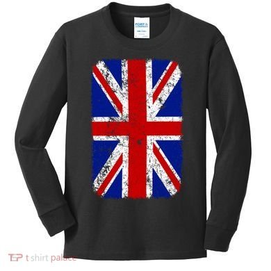 Big Vintage British England Flag Kids Long Sleeve Shirt
