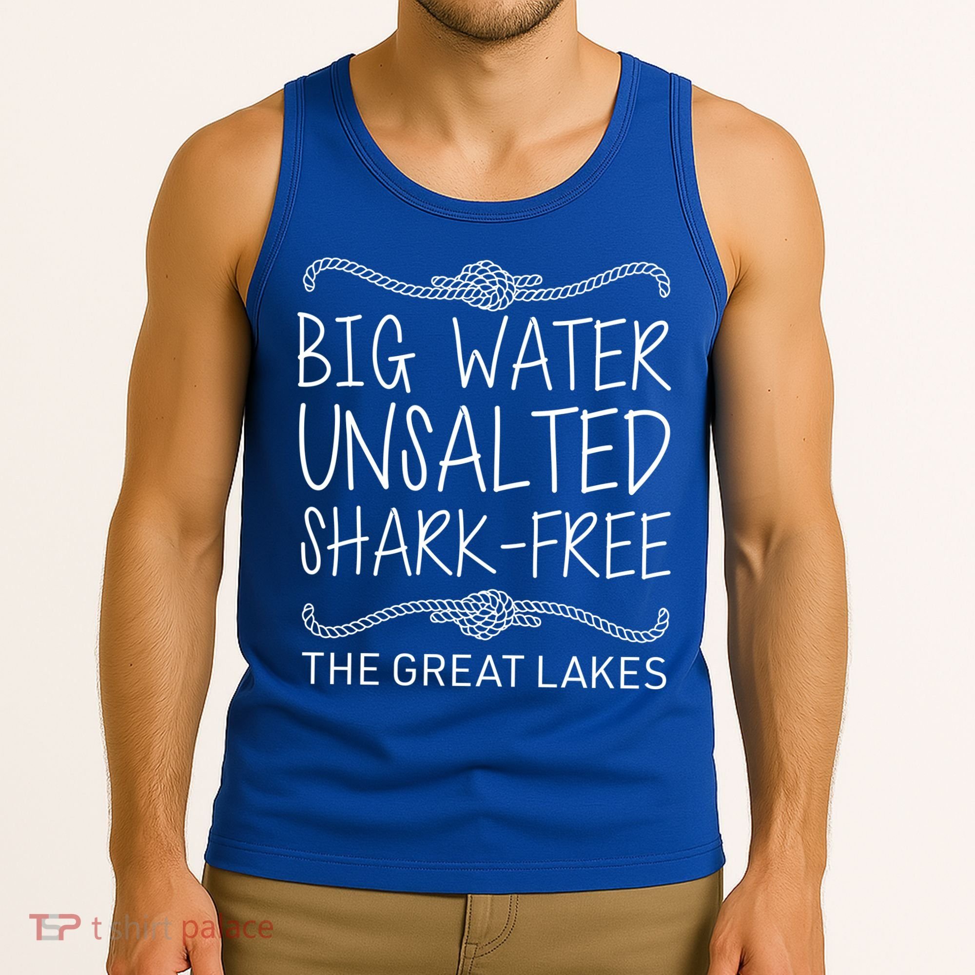 Big Water Unsalted Shark Free The Great Lakes Tank Top