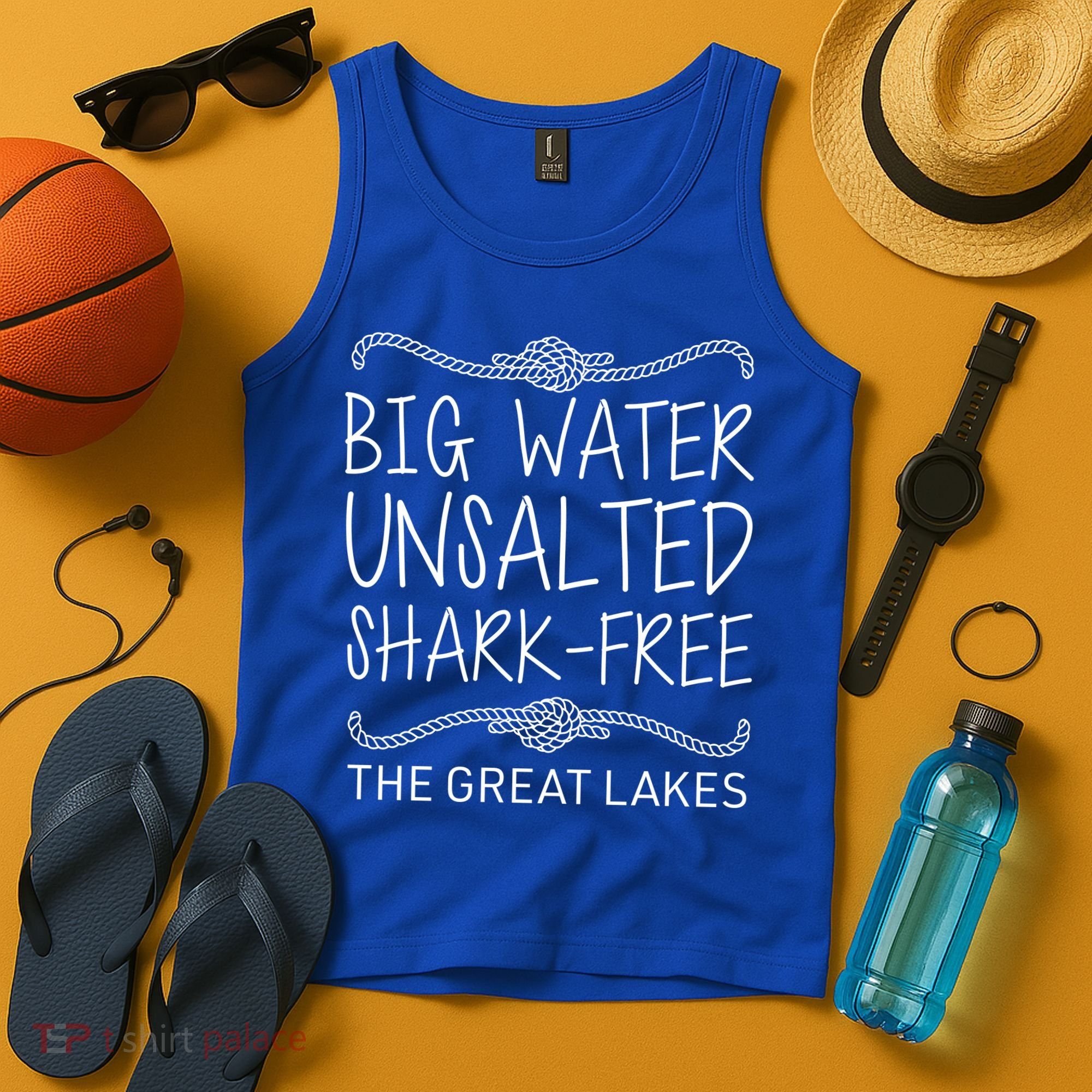 Big Water Unsalted Shark Free The Great Lakes Tank Top