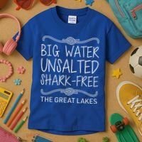 Big Water Unsalted Shark Free The Great Lakes Kids T-Shirt thumb 3