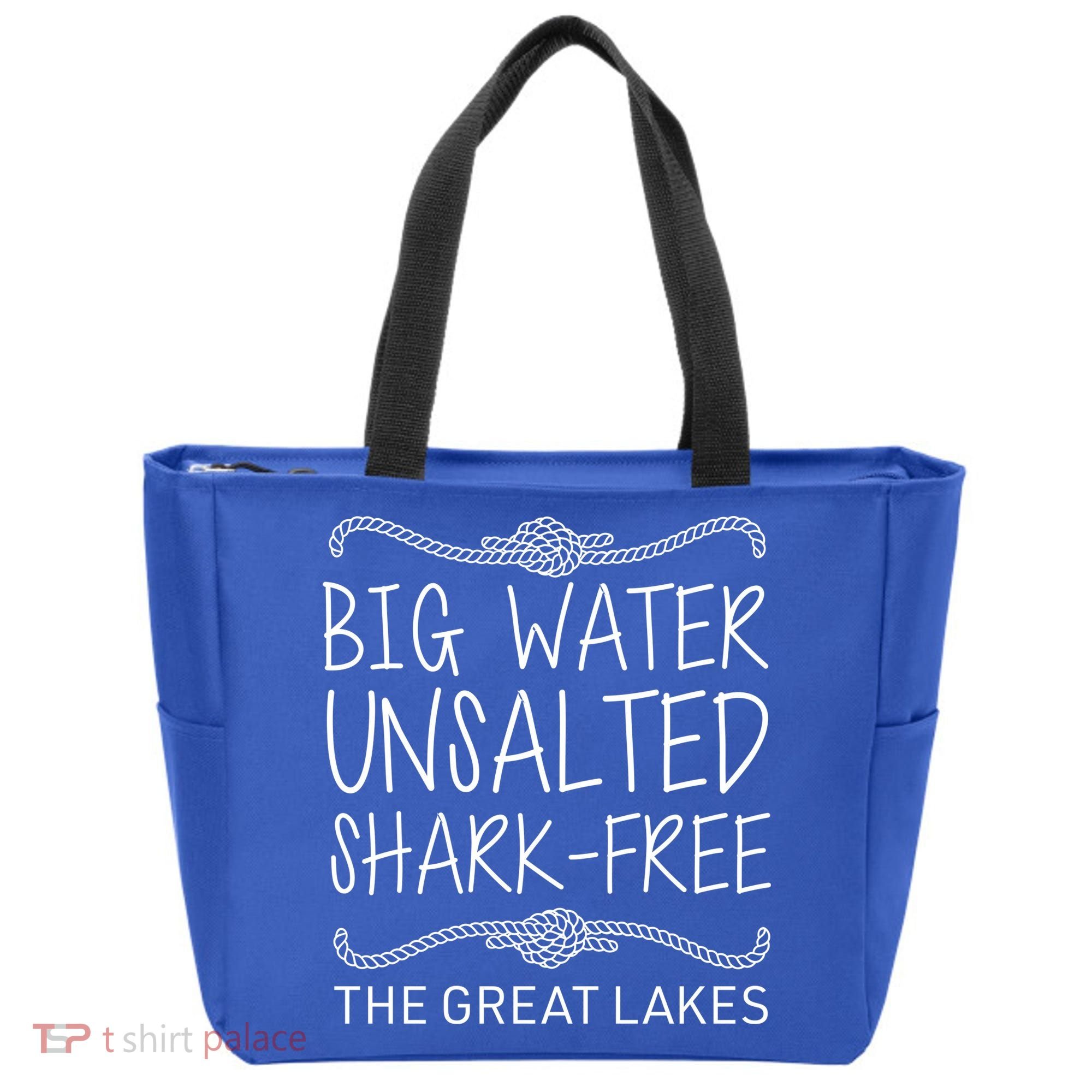 Big Water Unsalted Shark Free The Great Lakes Tote Bag