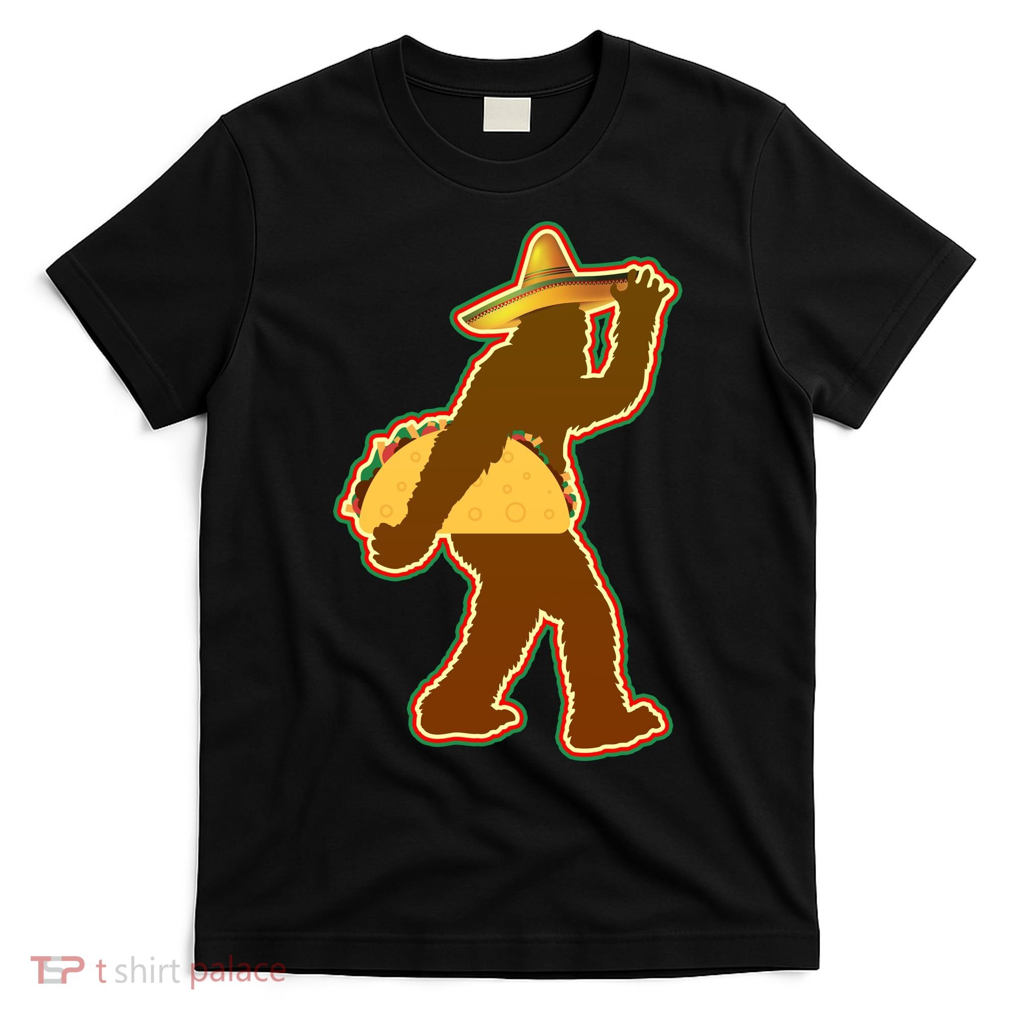 Bigfoot Carrying Taco Cinco de Mayo T-Shirt