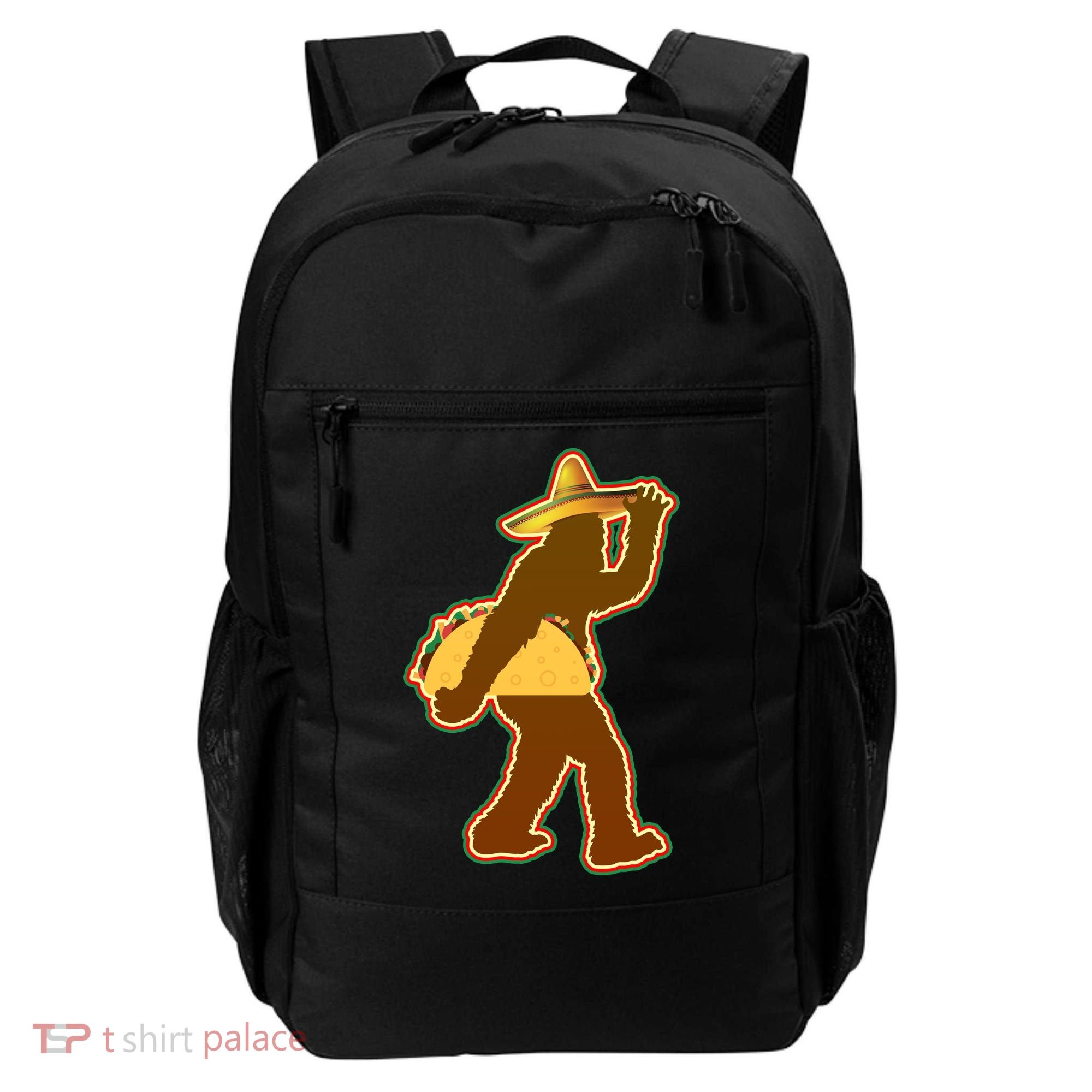 Bigfoot Carrying Taco Cinco de Mayo Backpack