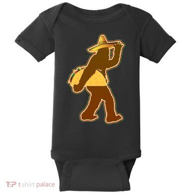 Bigfoot Carrying Taco Cinco de Mayo Baby Bodysuit