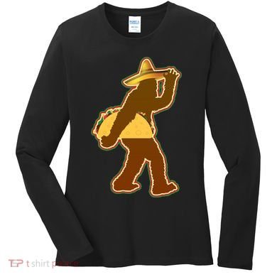 Bigfoot Carrying Taco Cinco de Mayo Women's Long Sleeve Shirt