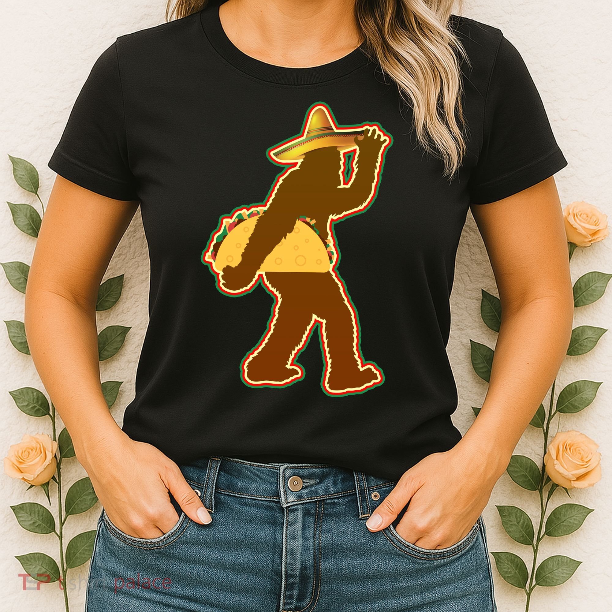 Bigfoot Carrying Taco Cinco de Mayo Women's T-Shirt