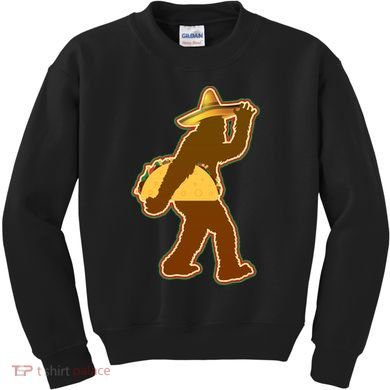 Bigfoot Carrying Taco Cinco de Mayo Kids Sweatshirt