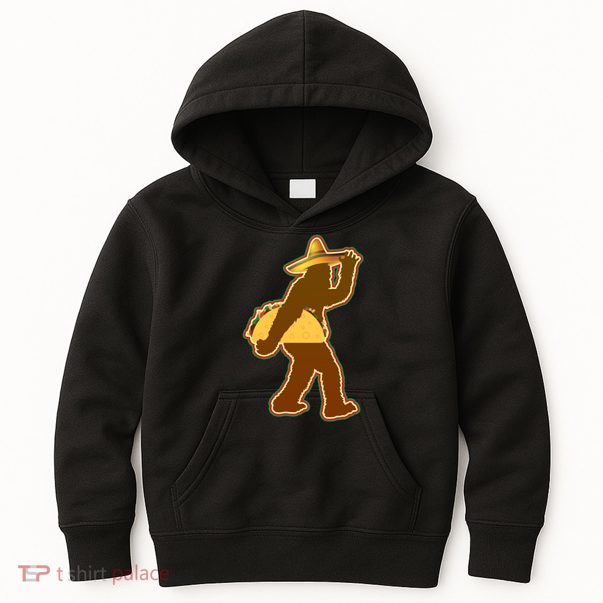 Bigfoot Carrying Taco Cinco de Mayo Kids Hoodie