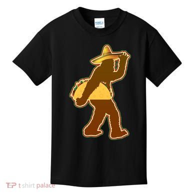 Bigfoot Carrying Taco Cinco de Mayo Kids T-Shirt