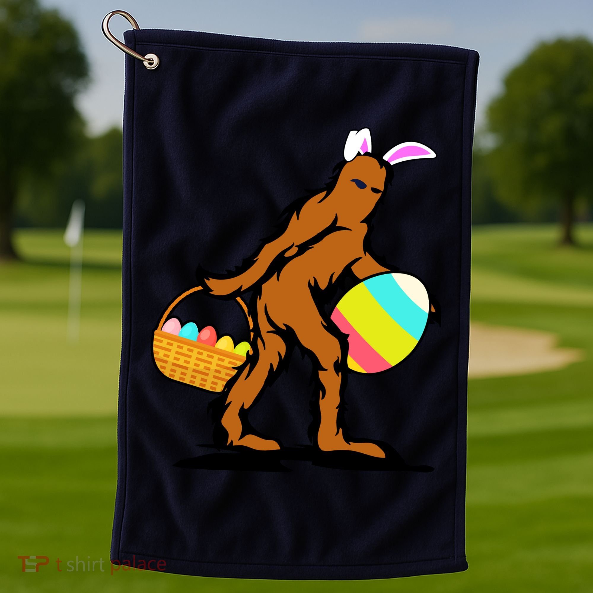 Bigfoot Easter Egg Golf Towel