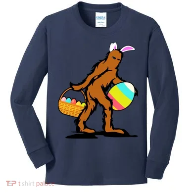 Bigfoot Easter Egg Kids Long Sleeve Shirt