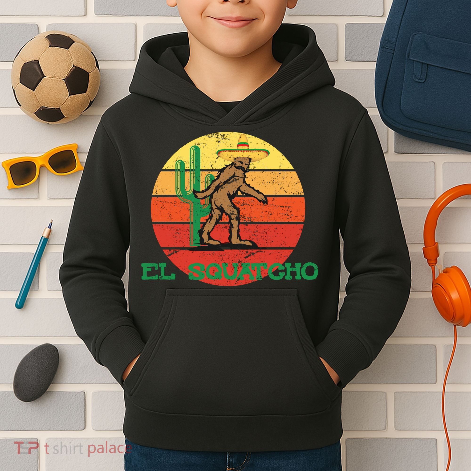 Bigfoot El Squatcho Mexican Sasquatch Kids Hoodie