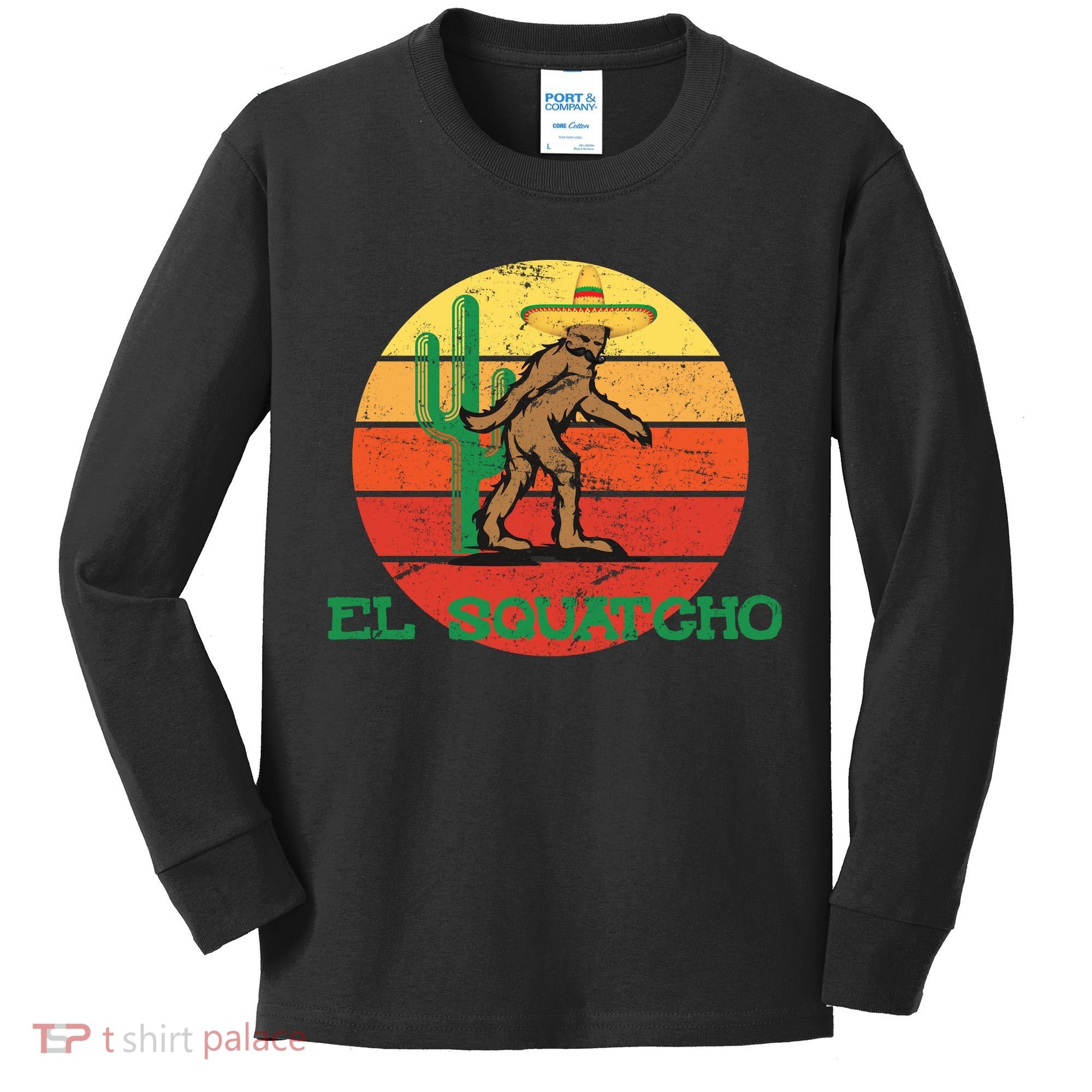 Bigfoot El Squatcho Mexican Sasquatch Kids Long Sleeve Shirt
