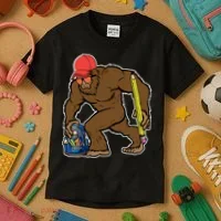 Bigfoot Funny Back To School Kids T-Shirt thumb 3