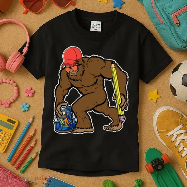 Bigfoot Funny Back To School Kids T-Shirt