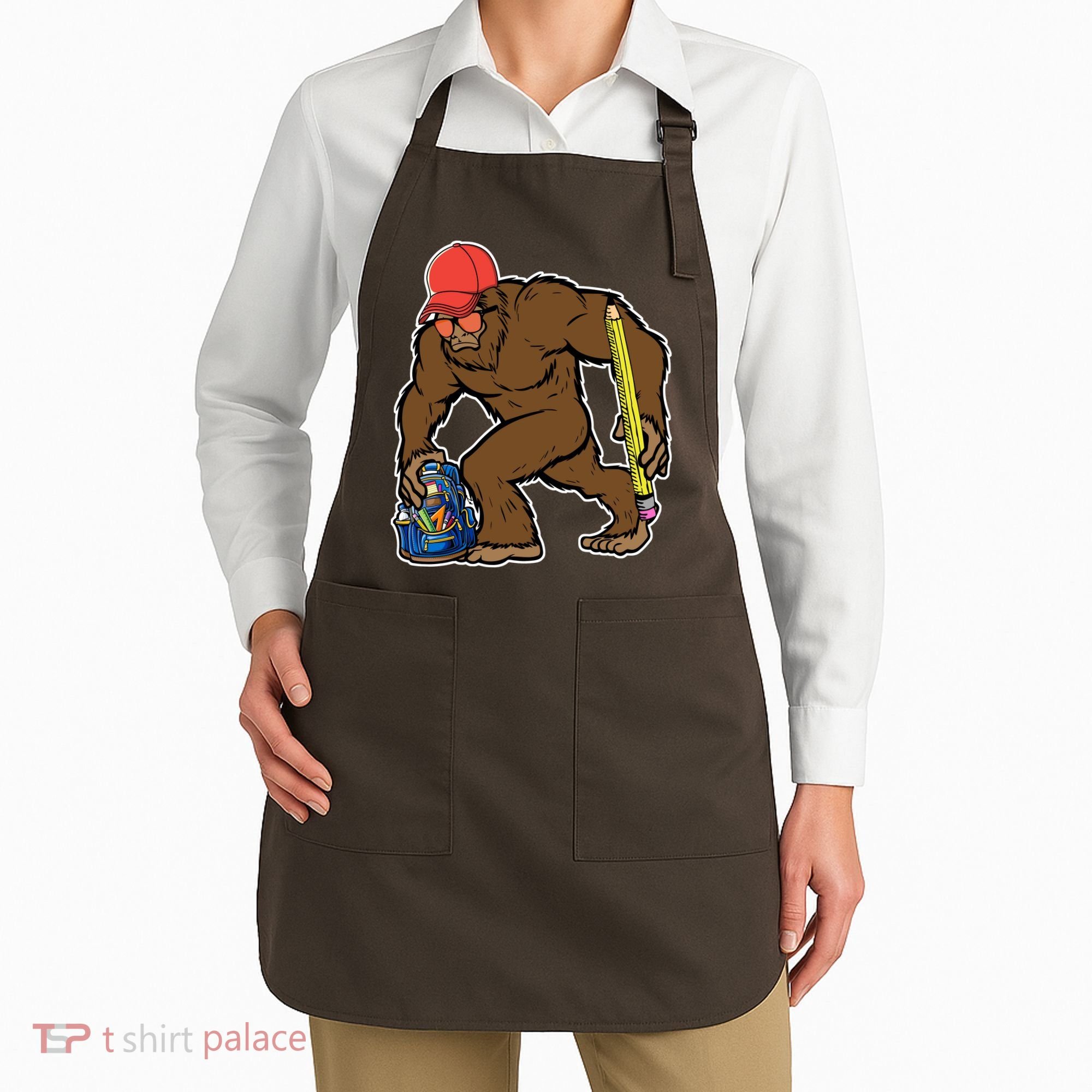Bigfoot Funny Back To School Apron