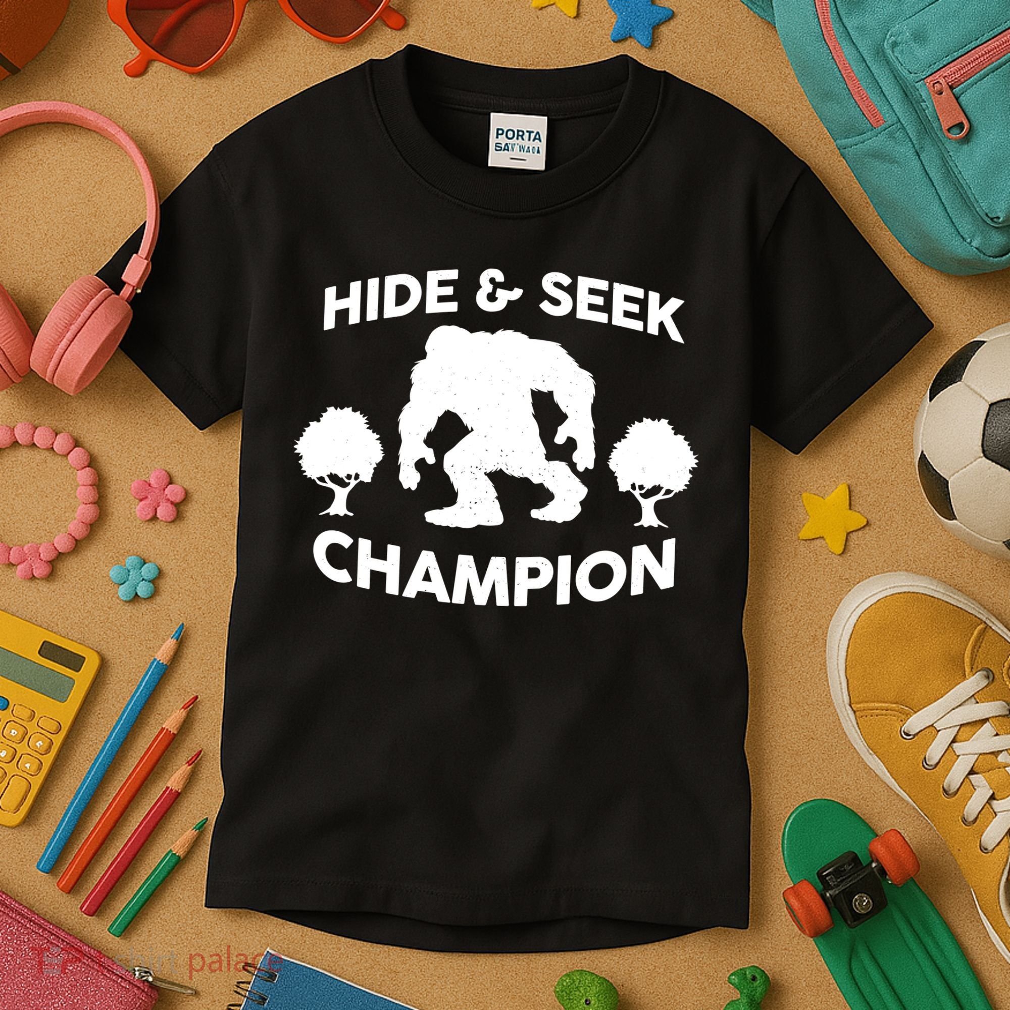 Bigfoot Hide And Seek Champion Kids T-Shirt