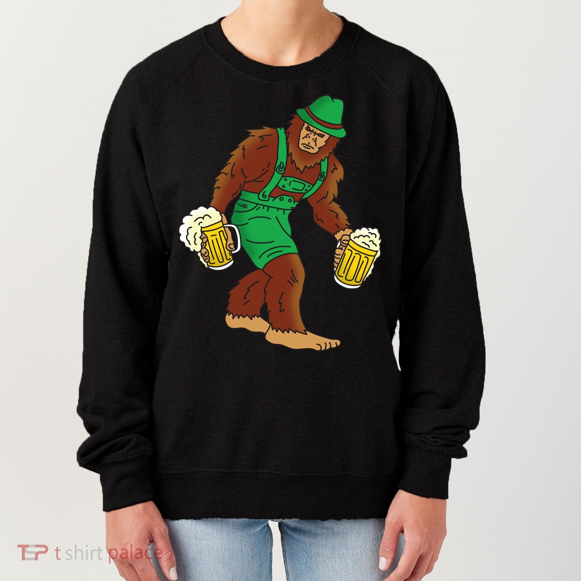 Bigfoot in Lederhosen Oktoberfest Beer Women's Sweatshirt