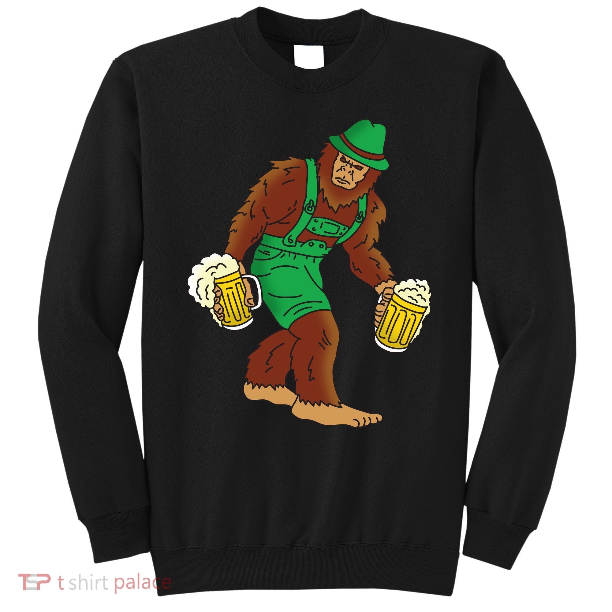 Bigfoot in Lederhosen Oktoberfest Beer Sweatshirt