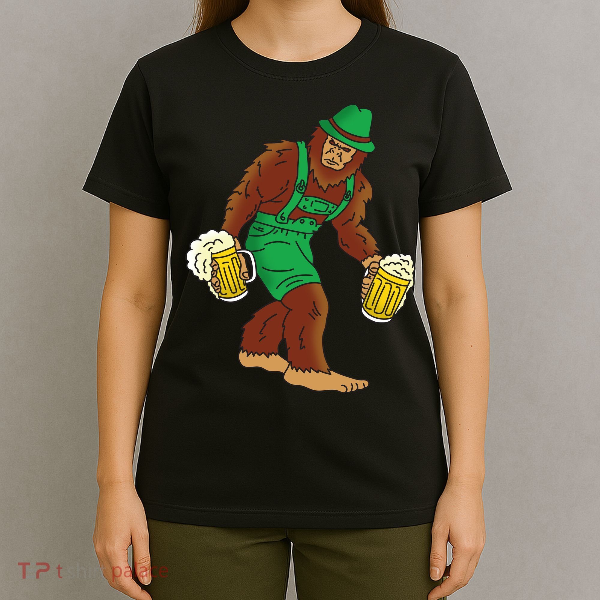 Bigfoot in Lederhosen Oktoberfest Beer T-Shirt