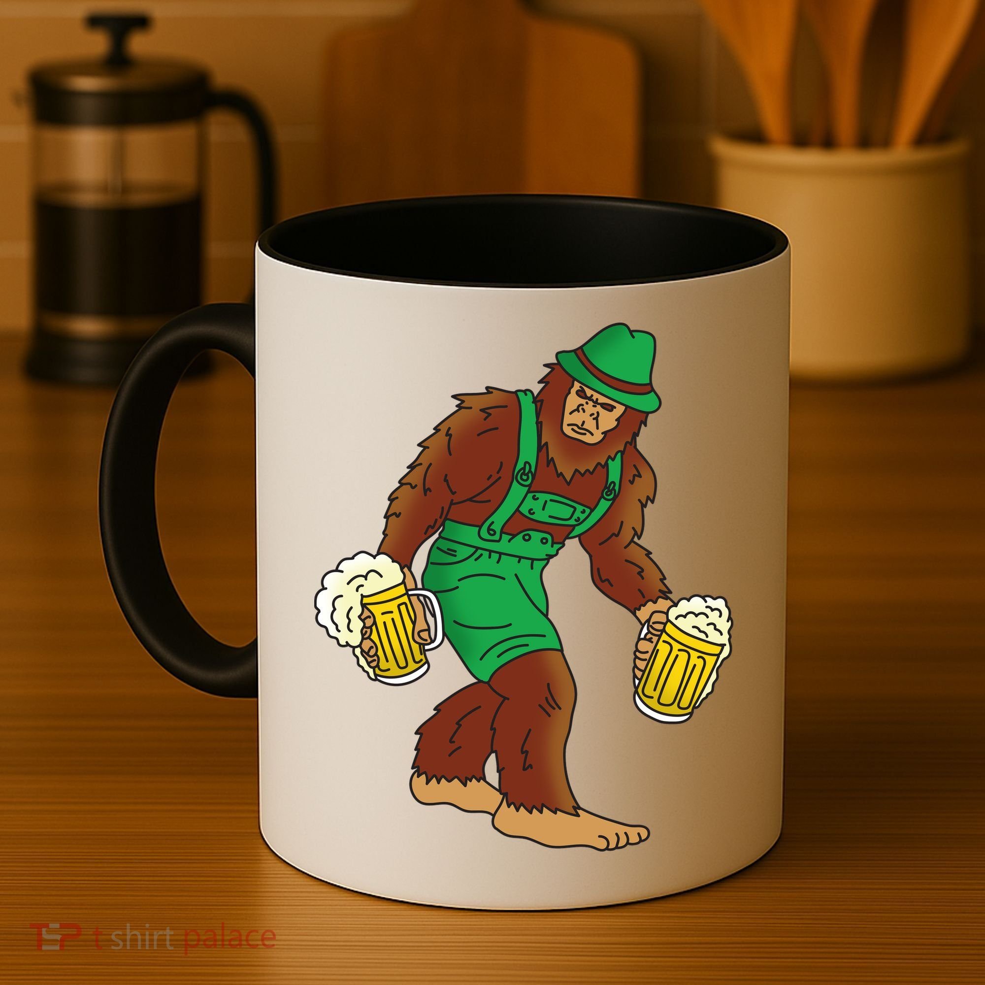 Bigfoot in Lederhosen Oktoberfest Beer Coffee Mug