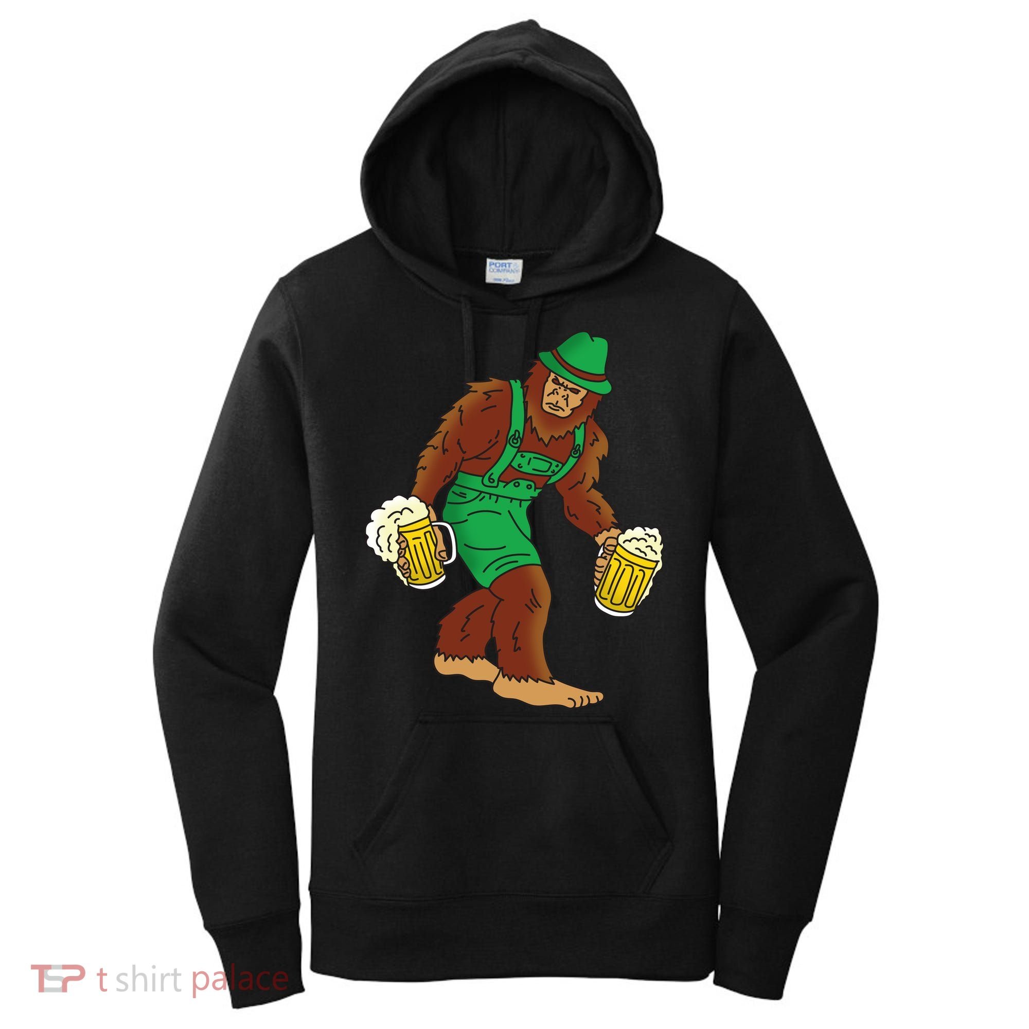 Bigfoot in Lederhosen Oktoberfest Beer Women's Hoodie