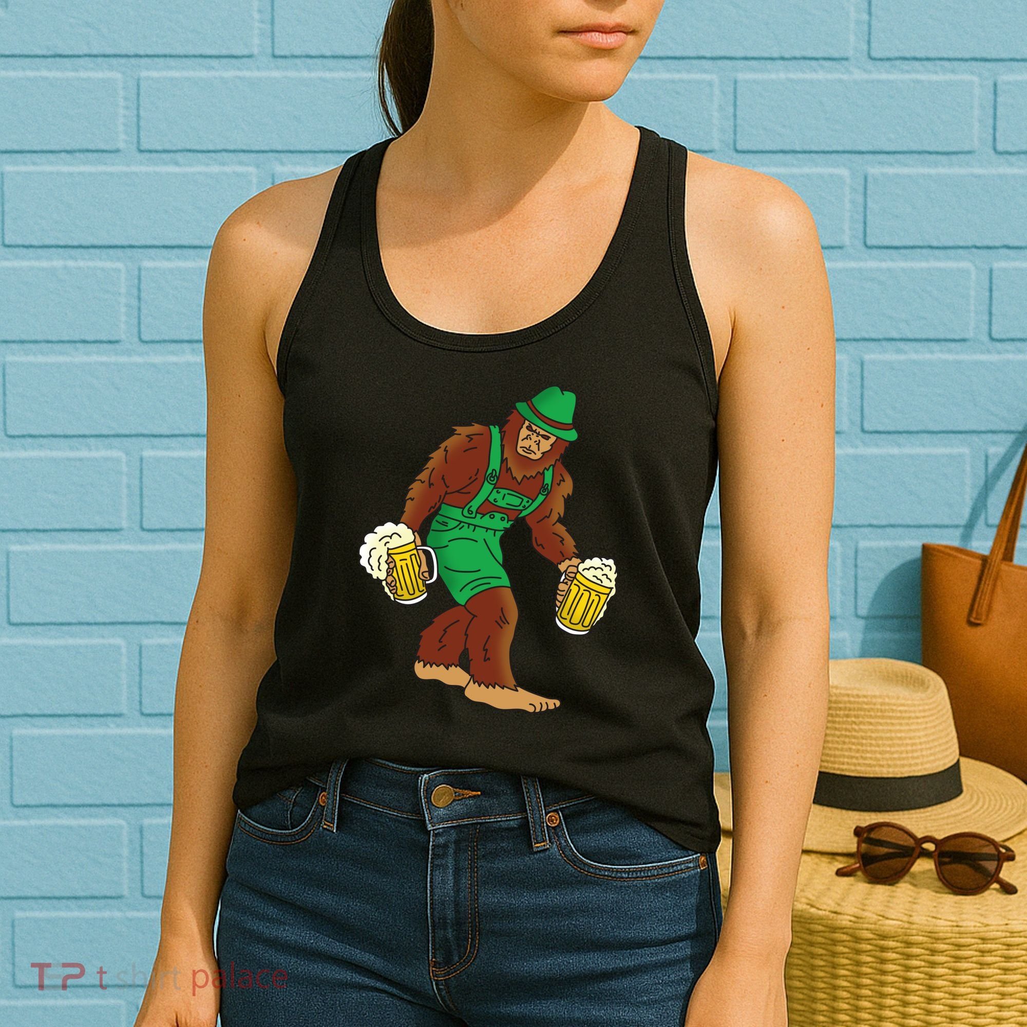Bigfoot in Lederhosen Oktoberfest Beer Women's Tank Top