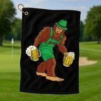 Bigfoot in Lederhosen Oktoberfest Beer Golf Towel thumb 1
