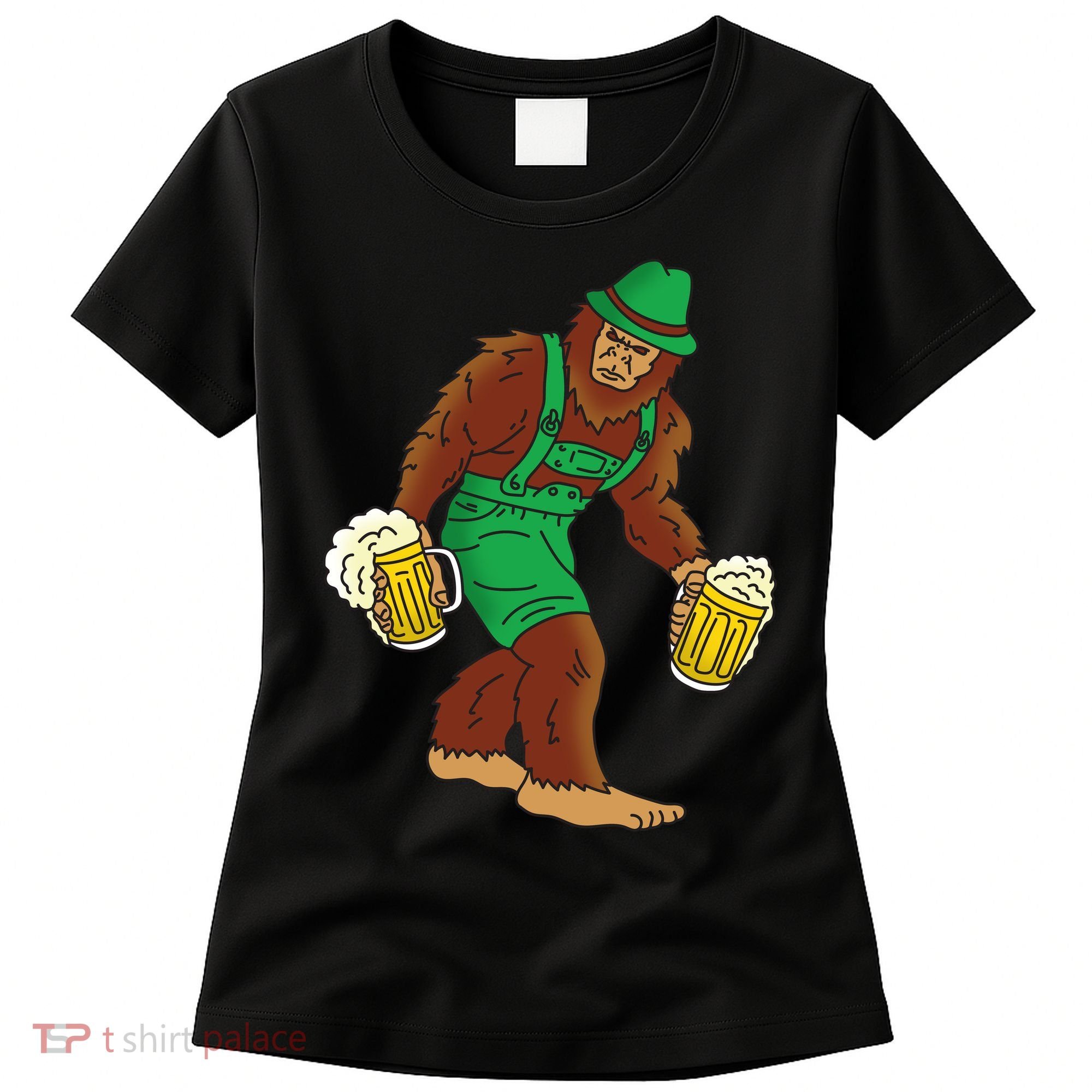 Bigfoot in Lederhosen Oktoberfest Beer Women's T-Shirt