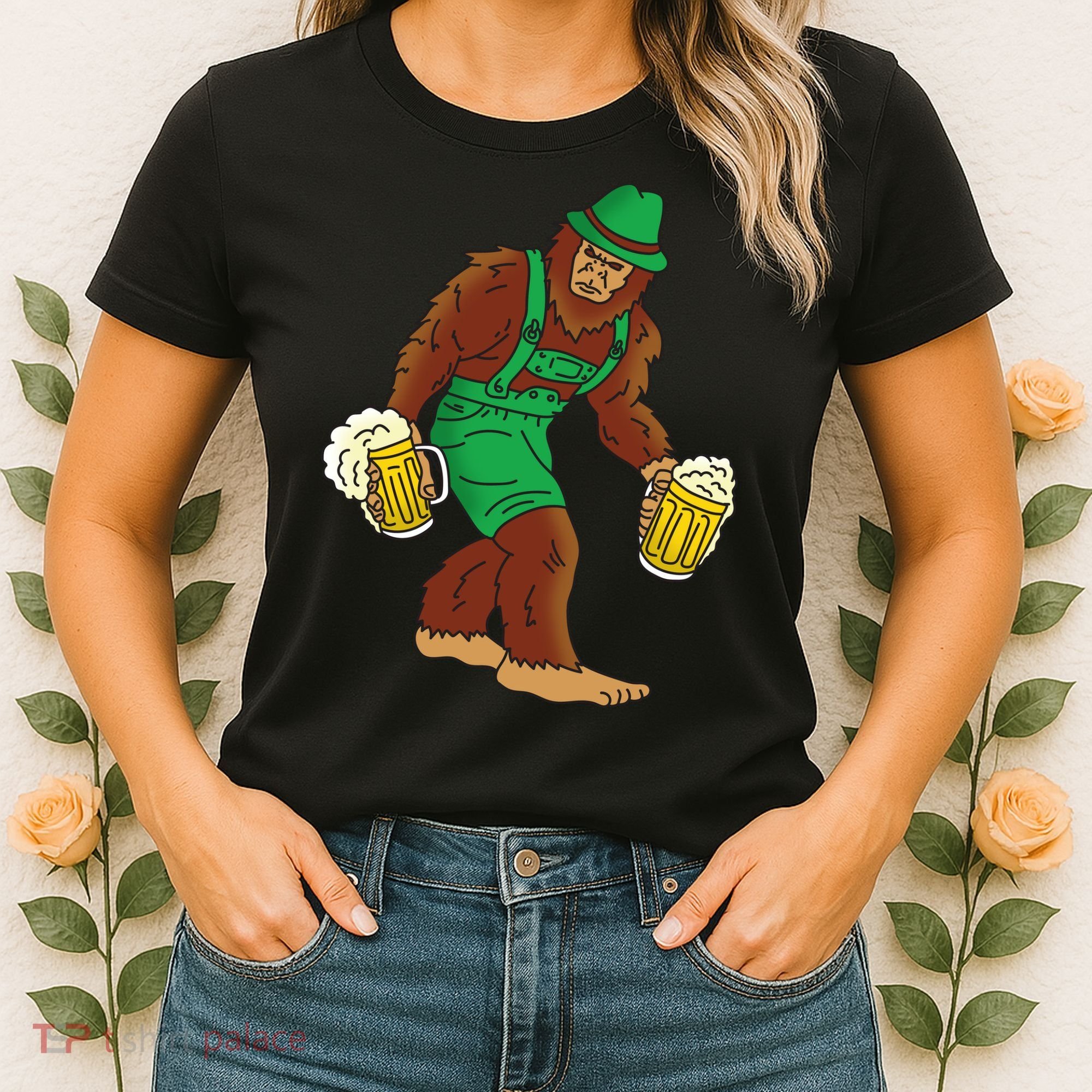 Bigfoot in Lederhosen Oktoberfest Beer Women's T-Shirt