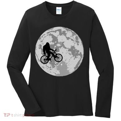 Bigfoot In The Moon Sasquatch Women's Long Sleeve Shirt