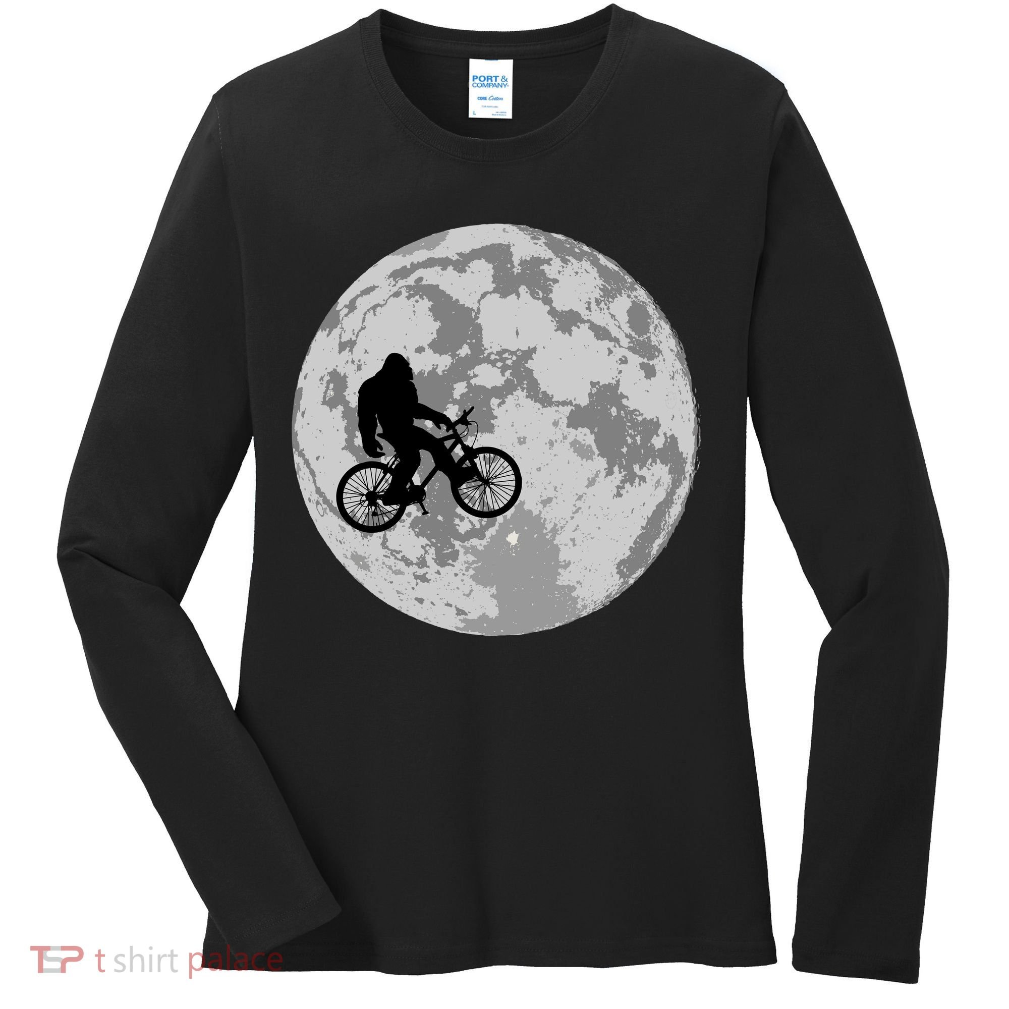 Bigfoot In The Moon Sasquatch Women's Long Sleeve Shirt